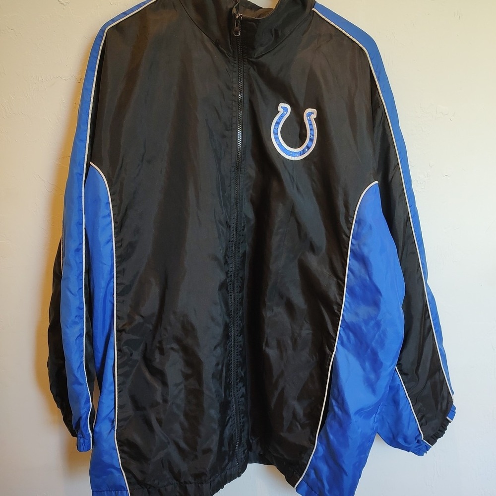 NFL Indianapolis Colts Blue White Black Full Zip‎ Hooded Jacket Embroidered